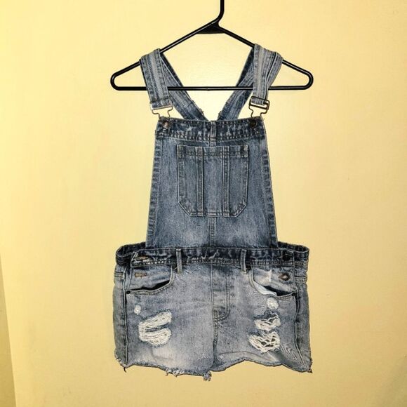 Forever 21 Distressed Denim Shortalls Overalls 28 - Picture 2 of 9